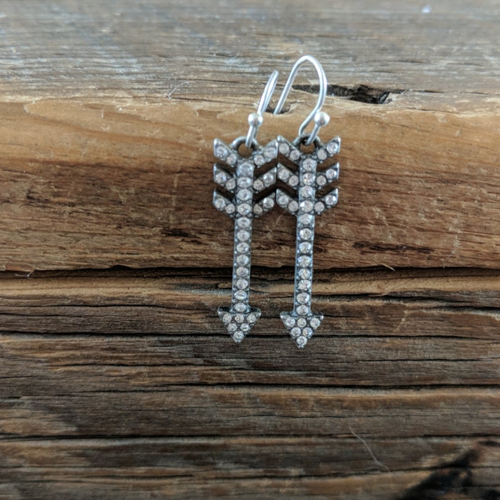 Arrow and rhinestone fish hook earrings.